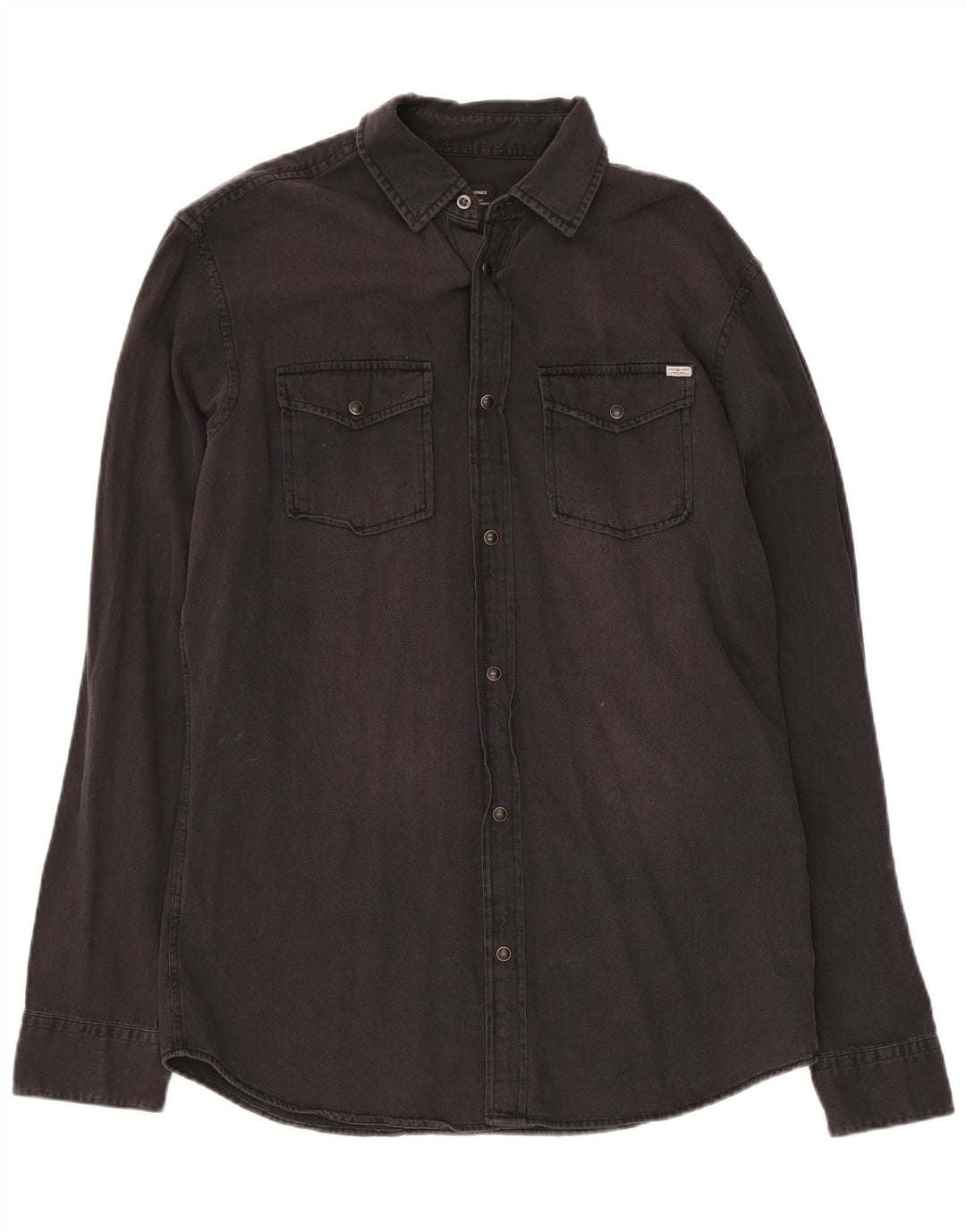 JACK & JONES Mens Denim Shirt Medium Black Cotton