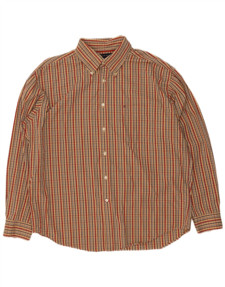 Tommy Hilfiger Mens Shirt XL Beige Check Cotton