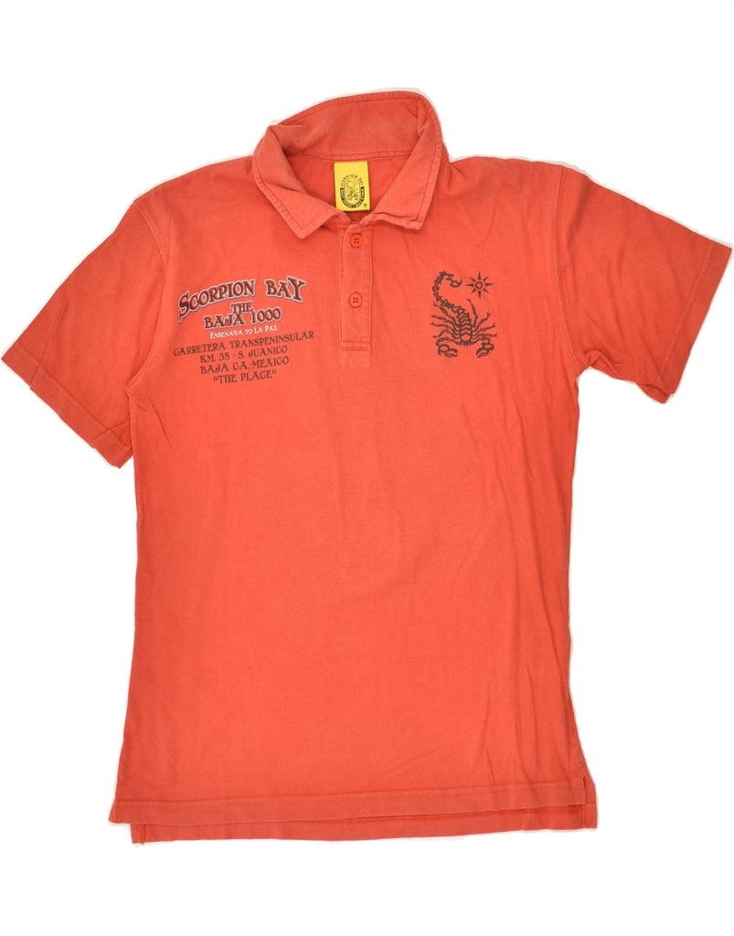 SCORPION BAY Boys Graphic Polo Shirt 13-14 Years Medium Orange Cotton | Vintage Scorpion Bay | Thrift | Second-Hand Scorpion Bay | Used Clothing | Messina Hembry 