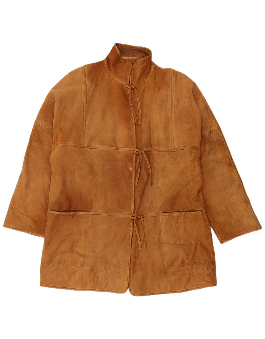 Vintage Womens Oversized Shearling Jacket IT 46 Large Brown Leather