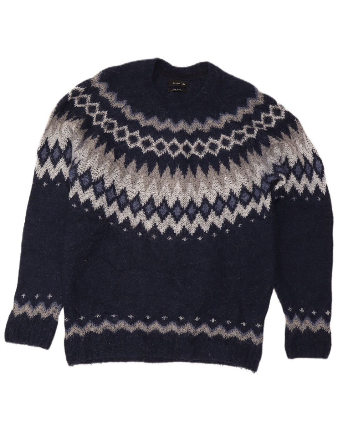 Massimo Dutti Womens Crew Neck Jumper Sweater UK 16 Large Navy Blue