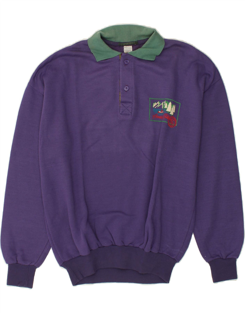 VINTAGE Mens Polo Neck Sweatshirt Jumper XL Purple Cotton Vintage Vintage and Second-Hand Vintage from Messina Hembry 