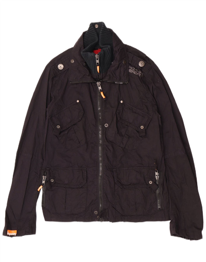 Superdry Mens Military Jacket UK 38 Medium Navy Blue Cotton
