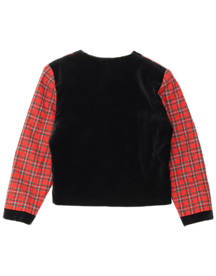 Vintage Womens Crop Bomber Jacket IT 40 Small Red Check Wool