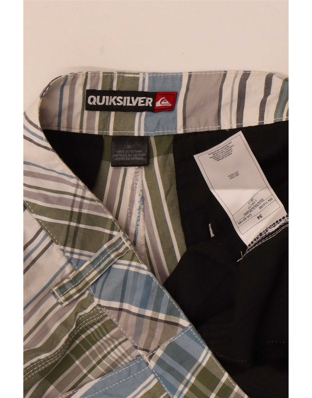 Quiksilver Mens Chino Shorts W34 Large Multicoloured Check Cotton