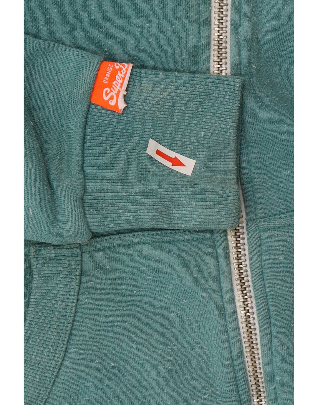 Superdry Mens Zip Hoodie Sweater Medium Green Flecked Cotton