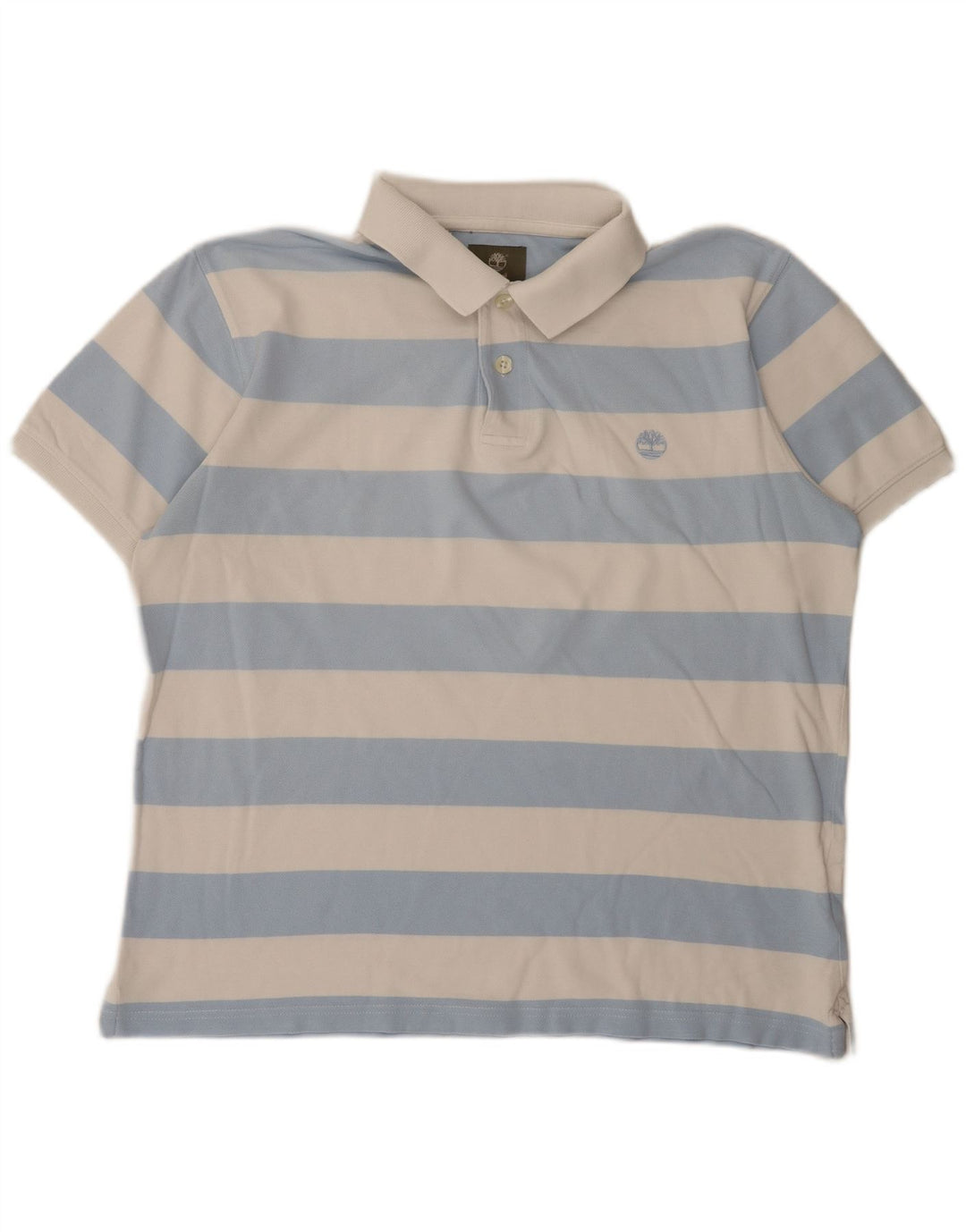 Timberland Mens Regular Fit Polo Shirt Large Blue Striped Cotton