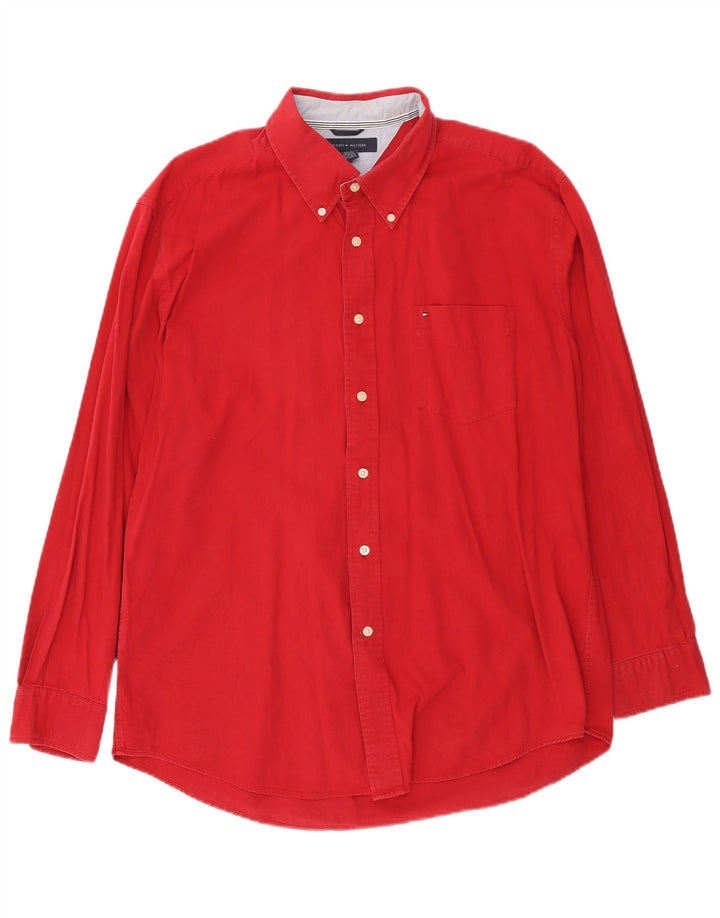Tommy Hilfiger Mens Shirt XL Red Cotton