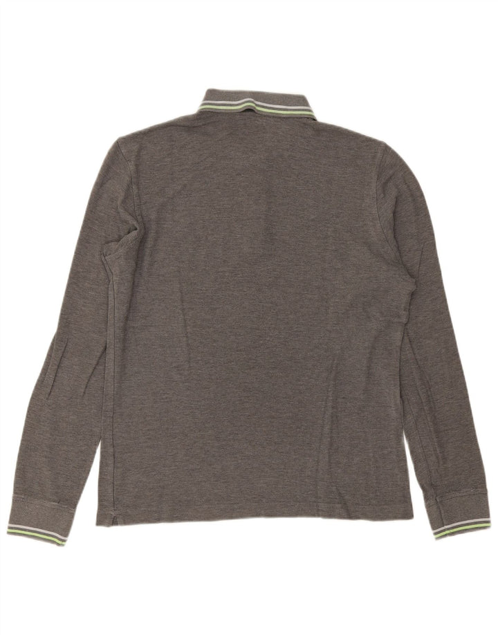 Lotto Mens Long Sleeve Polo Shirt Small Grey Striped