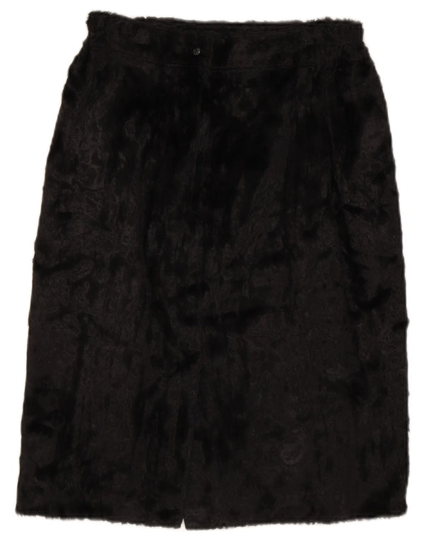 Vintage Womens Velour Straight Skirt Small W26 Black