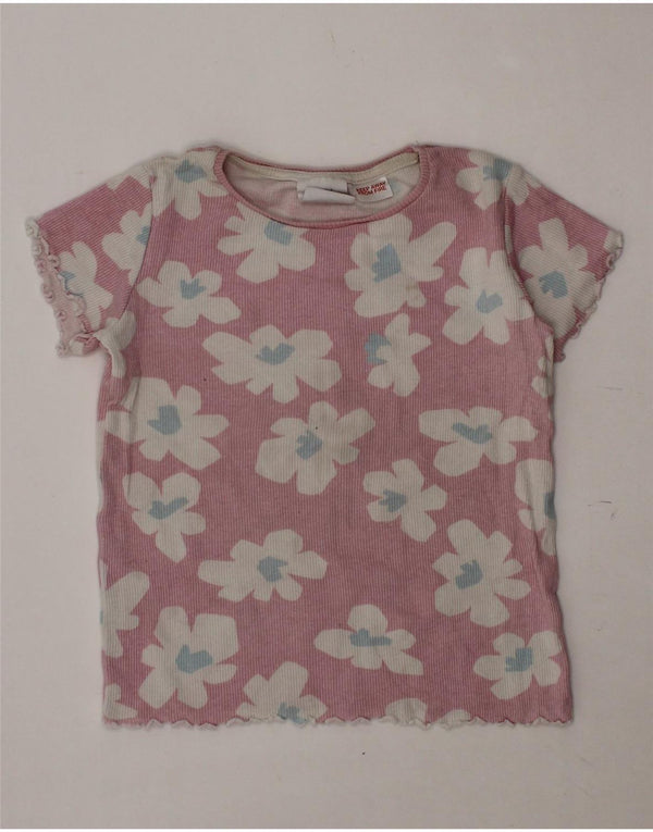 ZARA Girls Graphic T-Shirt Top 2-3 Years Pink Floral