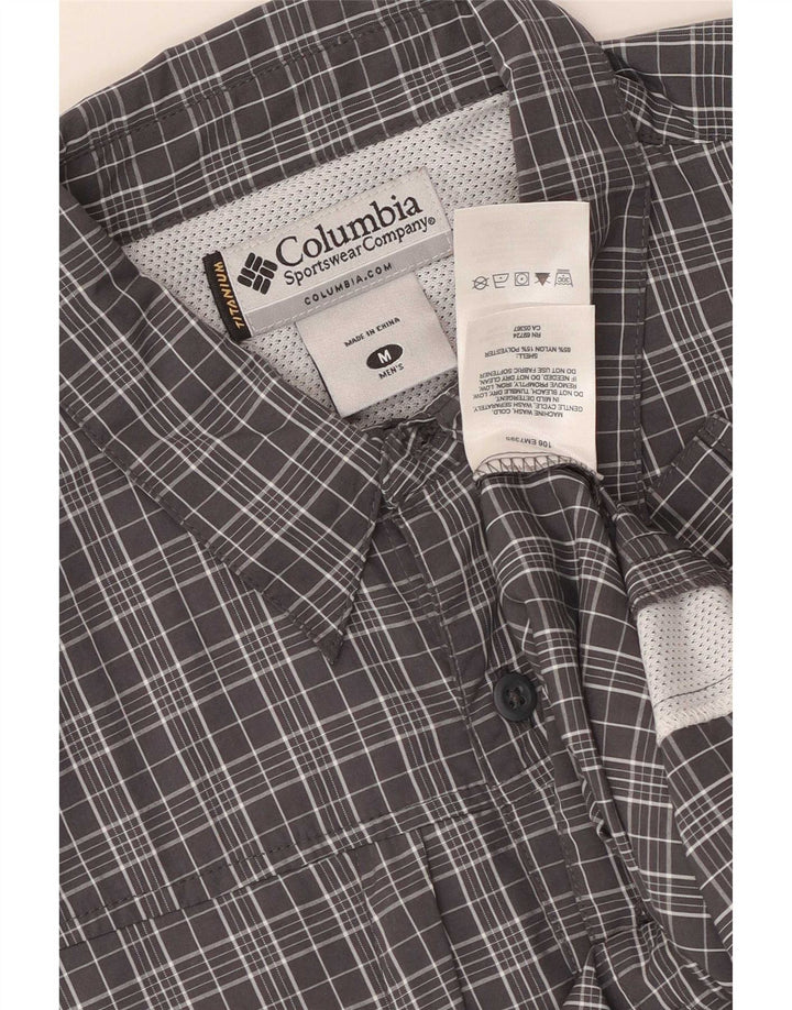 Columbia Mens Short Sleeve Shirt Medium Grey Plaid Nylon