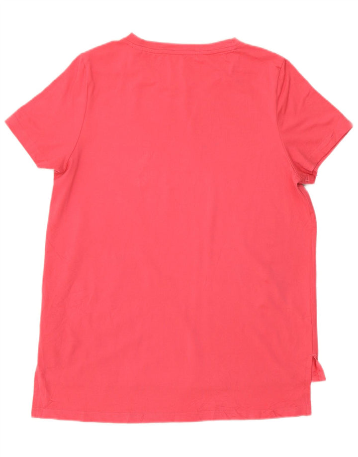 Adidas Womens Graphic T-Shirt Top UK 12/14 Medium Pink Polyester
