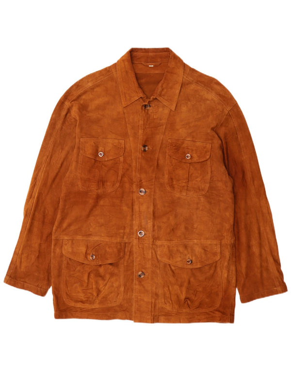 Vintage Mens Suede Jacket IT 50 Large Beige