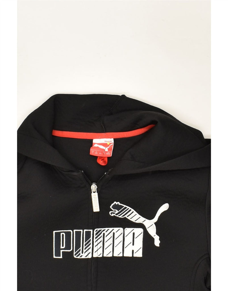 PUMA Boys Graphic Zip Hoodie Sweater 11-12 Years Black Polyester | Vintage Puma | Thrift | Second-Hand Puma | Used Clothing | Messina Hembry 