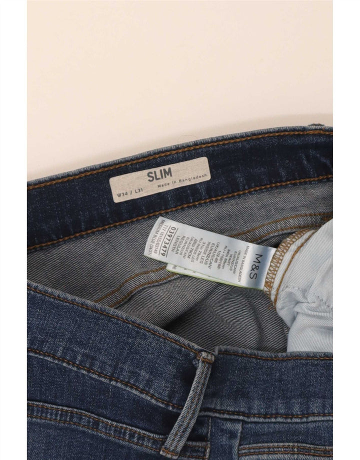 Marks & Spencer Mens Slim Jeans W34 L31 Blue Cotton