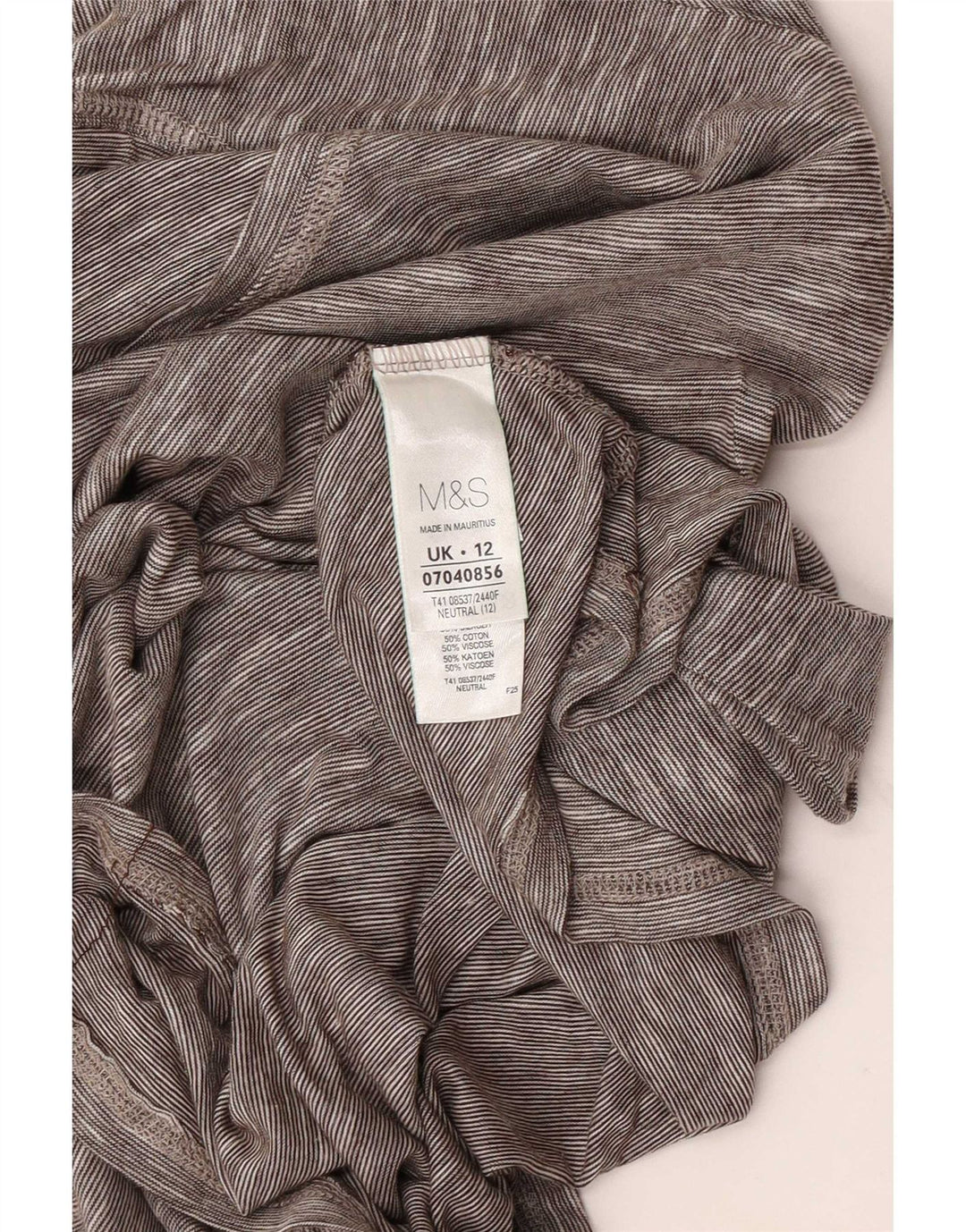 Marks & Spencer Womens Top 3/4 Sleeve UK 12 Medium Grey Flecked Cotton
