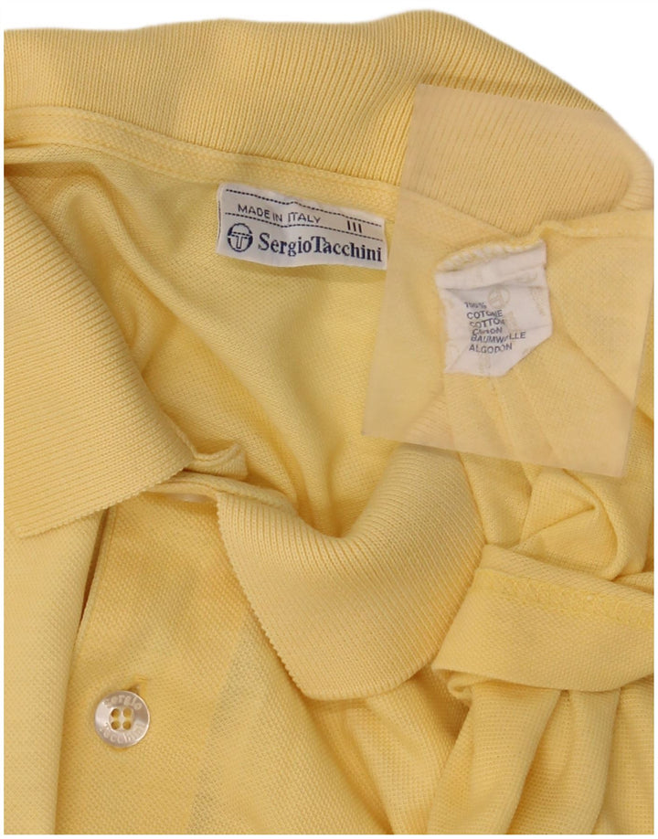 Sergio Tacchini Mens Polo Shirt Medium Yellow Cotton