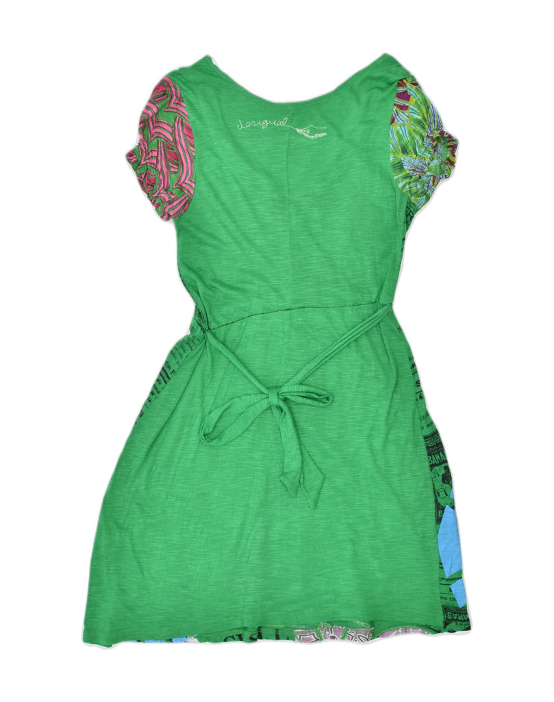 DESIGUAL Womens A-Line Dress UK 4 XS Green Floral | Vintage | Thrift | Second-Hand | Used Clothing | Messina Hembry 