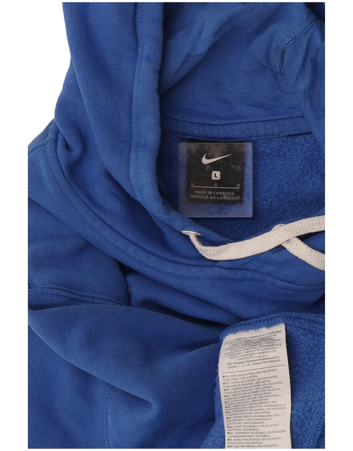 Nike Mens Hoodie Jumper Large Blue Cotton