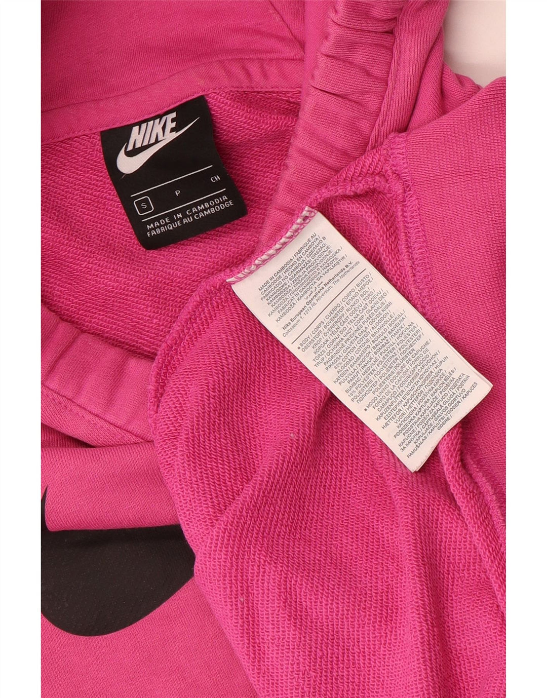 Nike Womens Graphic Oversized Hoodie Jumper UK 10 Small Pink Cotton