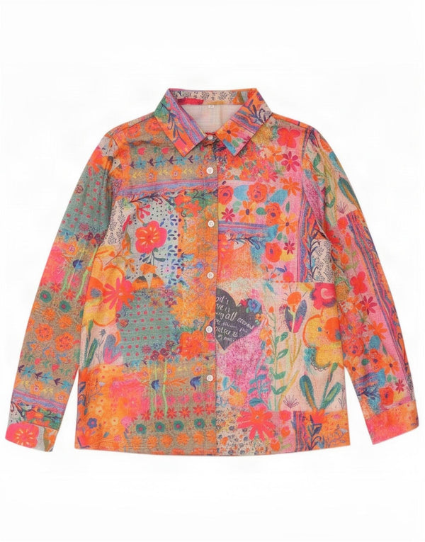 Vintage Womens Graphic Shirt Blouse UK 10 Small Multicoloured Floral