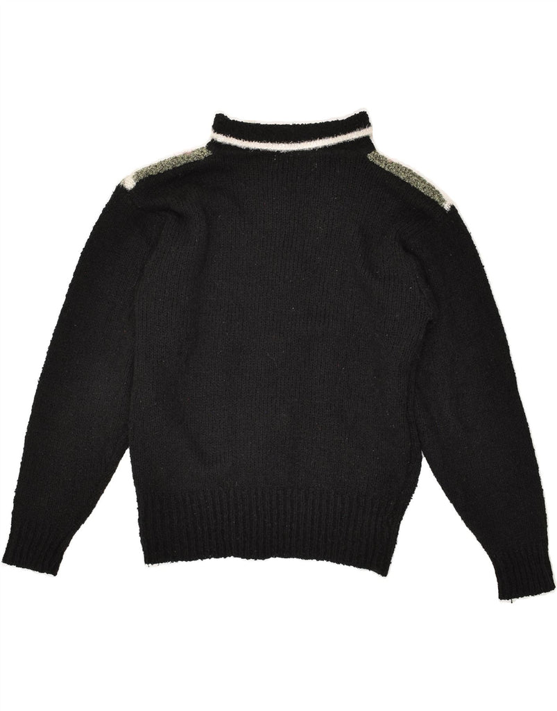 VINTAGE Womens Polo Neck Jumper Sweater UK 16 Large Black Colourblock Vintage Vintage and Second-Hand Vintage from Messina Hembry 