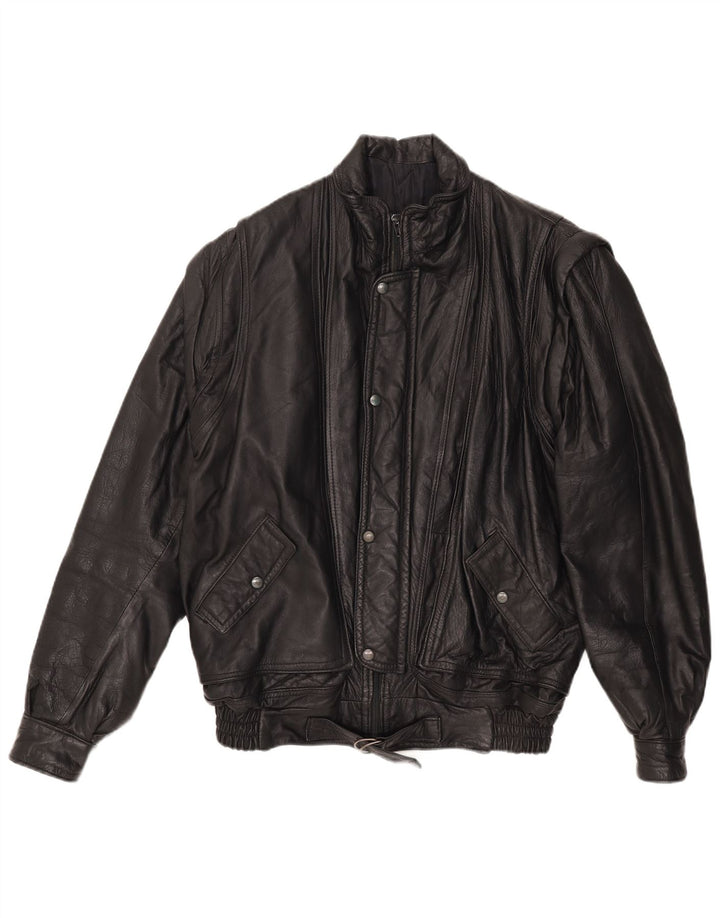 Vintage Mens Leather Jacket UK 40 Large Black Leather