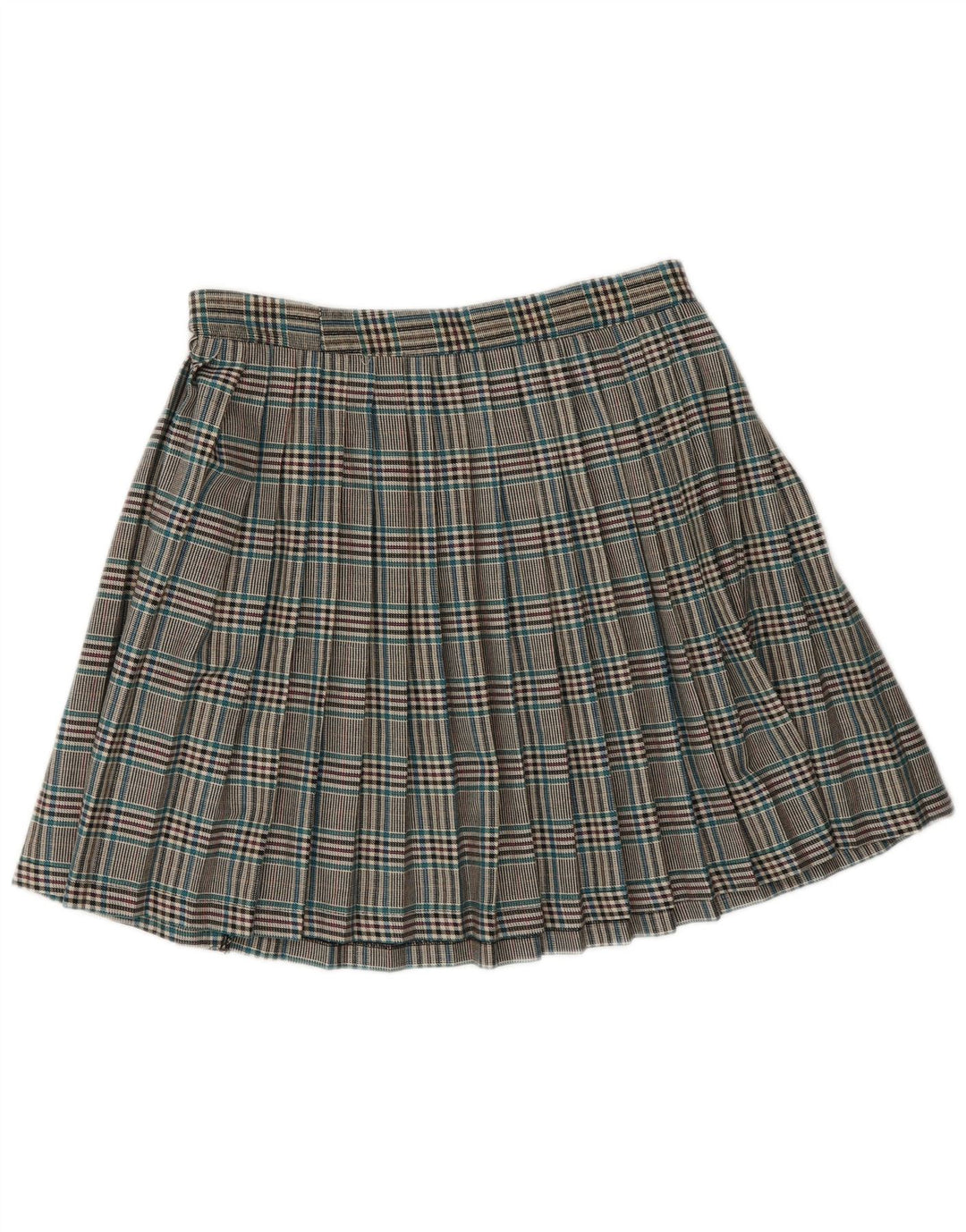 Vintage Womens Knife Pleated Skirt Small W28  Grey Plaid Polyester