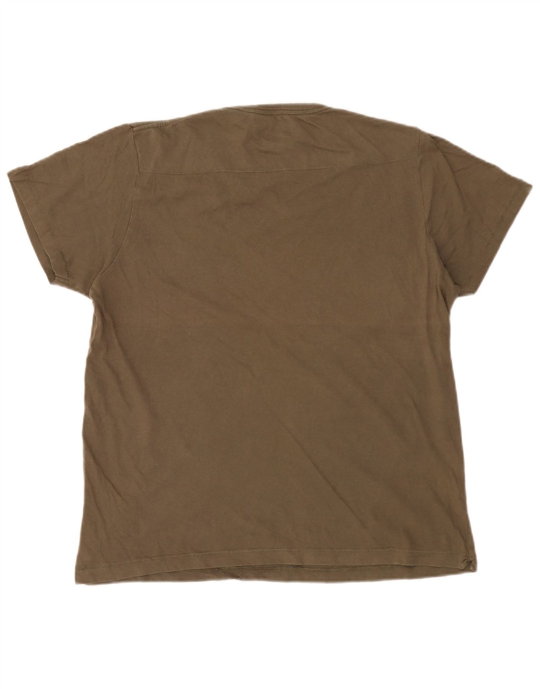 French Connection Mens T-Shirt Top Large Khaki Colourblock Cotton