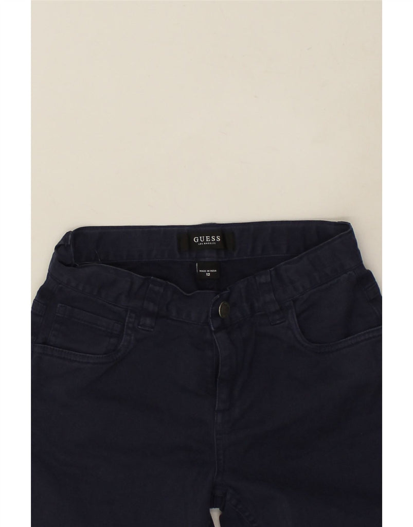 GUESS Boys Slim Casual Trousers 11-12 Years W24 L27 Navy Blue Cotton Vintage Guess and Second-Hand Guess from Messina Hembry 