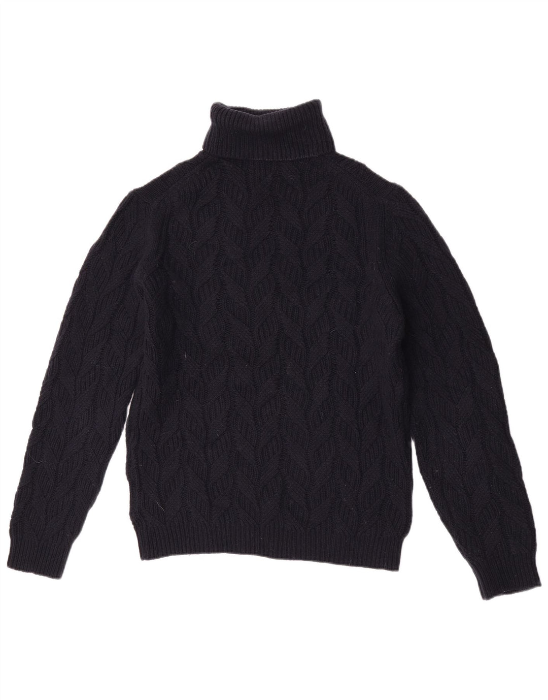Massimo Dutti Womens Roll Neck Jumper Sweater UK 14 Medium Navy Blue Wool