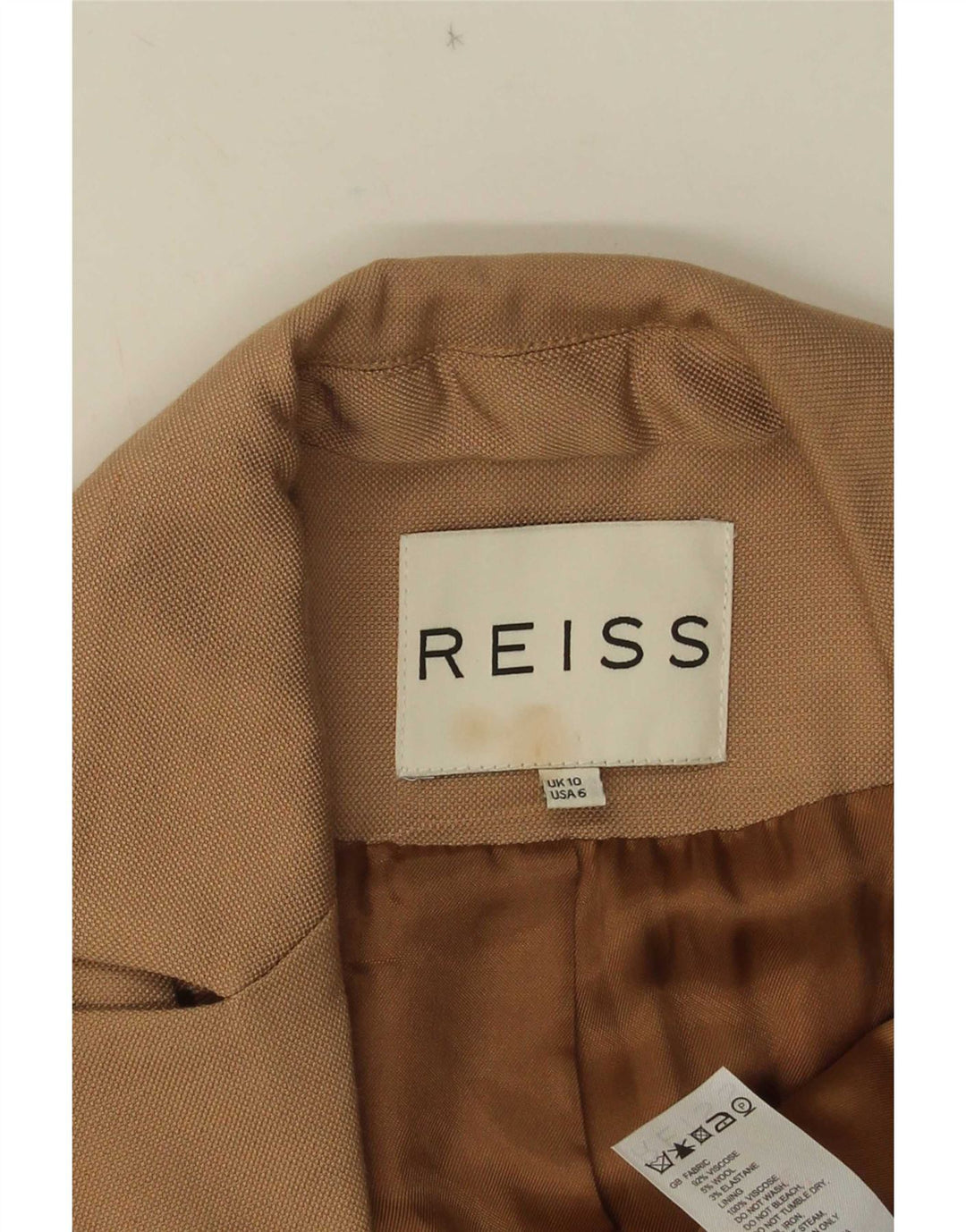 Reiss Womens 1 Button Blazer Jacket UK 10 Small Beige Viscose