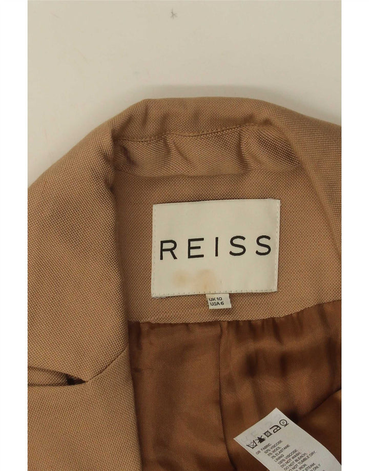 Reiss Womens 1 Button Blazer Jacket UK 10 Small Beige Viscose