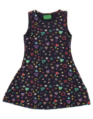 MOUNTAIN WAREHOUSE Girls Abstract Pattern Basic Dress 5-6 Years Navy Blue