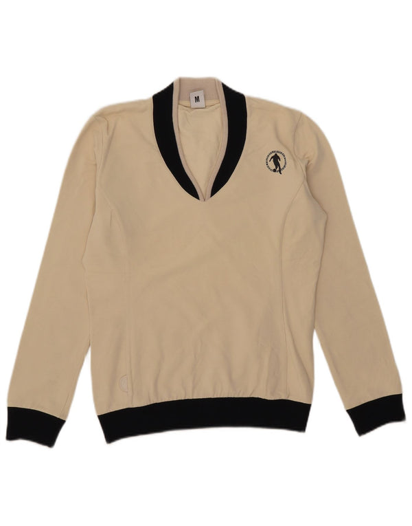 Bikkembergs Womens V-Neck Jumper Sweater UK 12 Medium Off White Colourblock