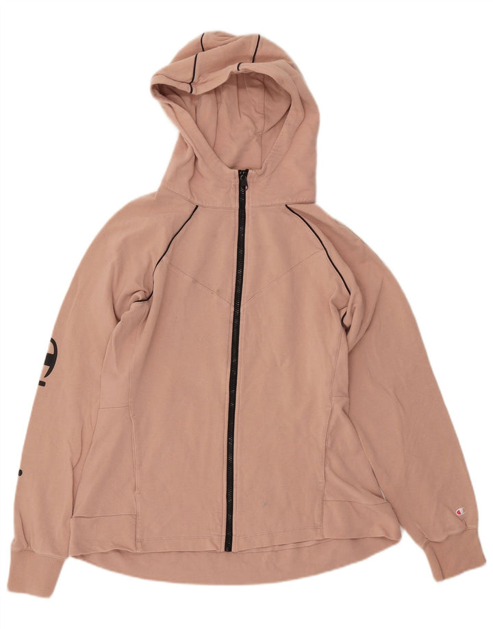 CHAMPION Womens Graphic Zip Hoodie Sweater UK 18 XL Pink