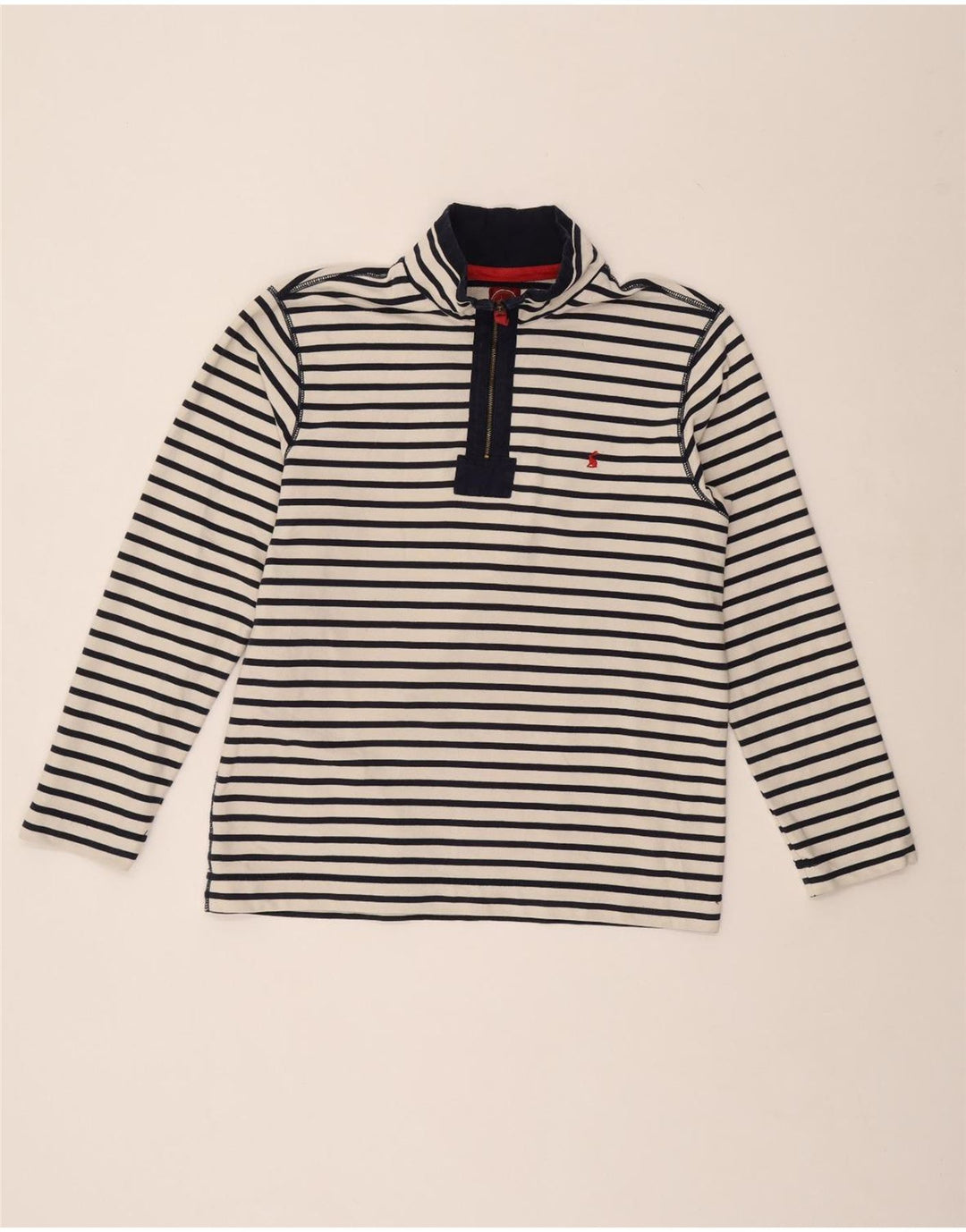 JOULES Womens Zip Neck Sweatshirt Jumper Medium Navy Blue Striped Nautical