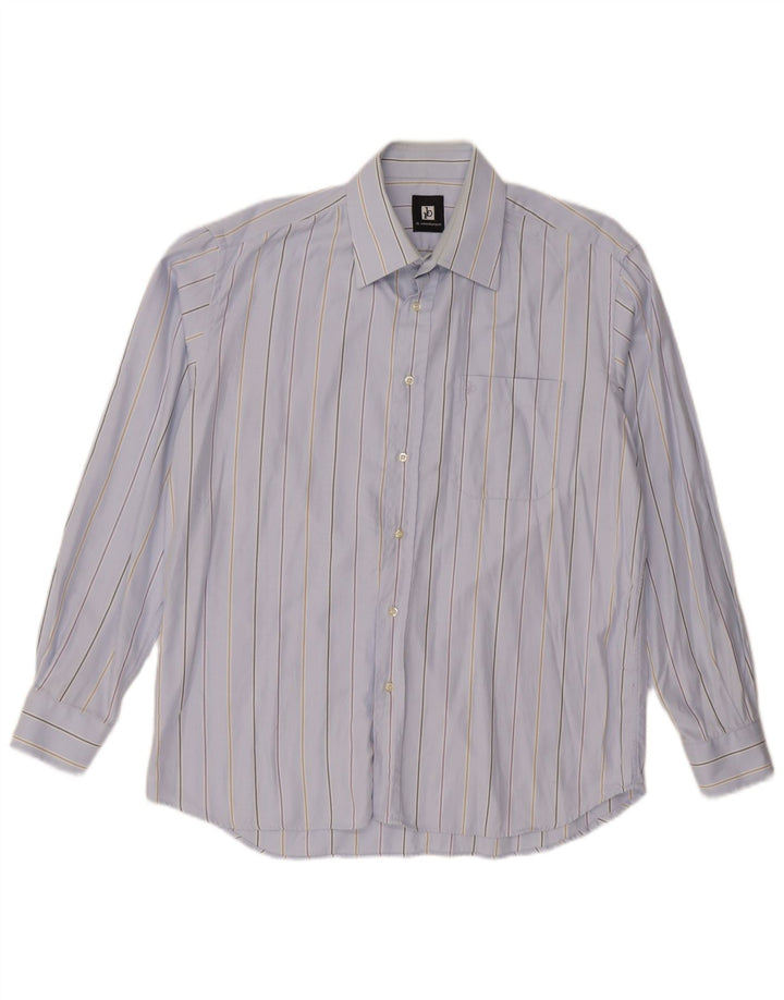 Roccobarocco Mens Shirt Size 42 16 1/2 Large Blue Striped