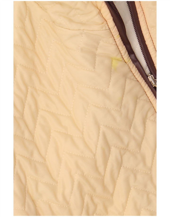 VINTAGE Womens Bomber Jacket UK 16 Large Beige Polyester