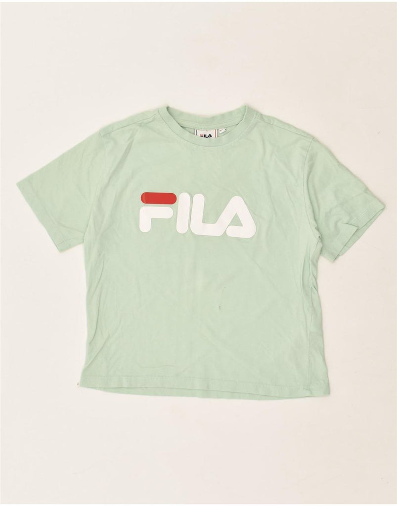 FILA Womens Graphic T-Shirt Top UK 6 XS Green Cotton | Vintage Fila | Thrift | Second-Hand Fila | Used Clothing | Messina Hembry 