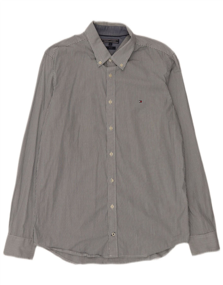 TOMMY HILFIGER Mens Shirt Large Blue Pinstripe Cotton