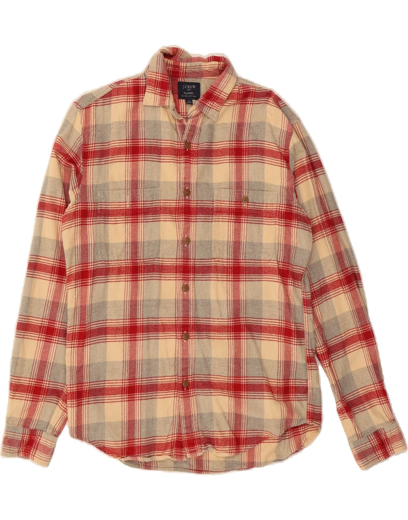 J. CREW Mens Flannel Shirt Medium Red Check Cotton Vintage J. Crew and Second-Hand J. Crew from Messina Hembry 