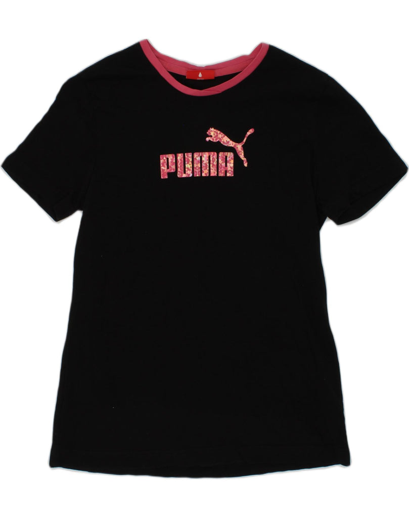 PUMA Girls Graphic T-Shirt Top 13-14 Years Black Cotton | Vintage Puma | Thrift | Second-Hand Puma | Used Clothing | Messina Hembry 