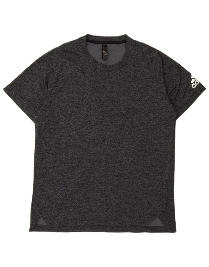 Adidas Mens Graphic T-Shirt Top Medium Grey Flecked Polyester
