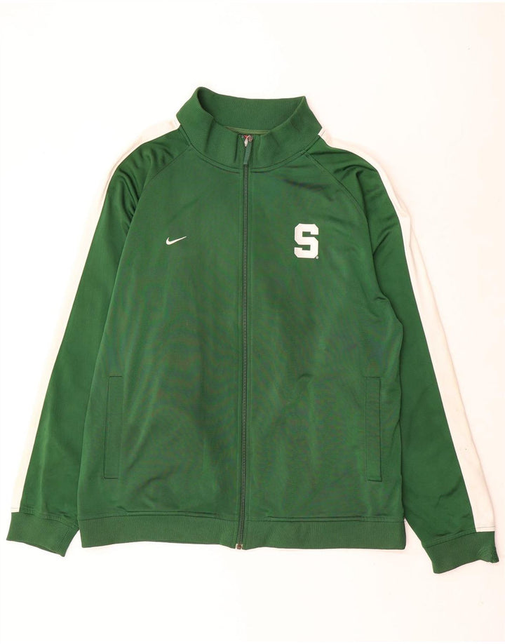 Nike Mens Tracksuit Top Jacket 2XL Green Colourblock Polyester