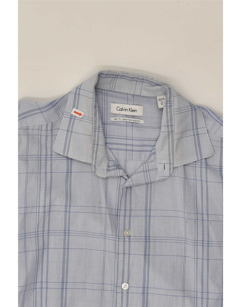 CALVIN KLEIN Mens Slim Fit Shirt Size 42 Large Blue Check Cotton Vintage Calvin Klein and Second-Hand Calvin Klein from Messina Hembry 