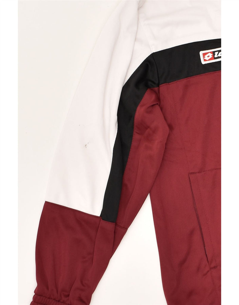 LOTTO Boys Tracksuit Top Jacket 11-12 Years Maroon Colourblock Polyester | Vintage Lotto | Thrift | Second-Hand Lotto | Used Clothing | Messina Hembry 