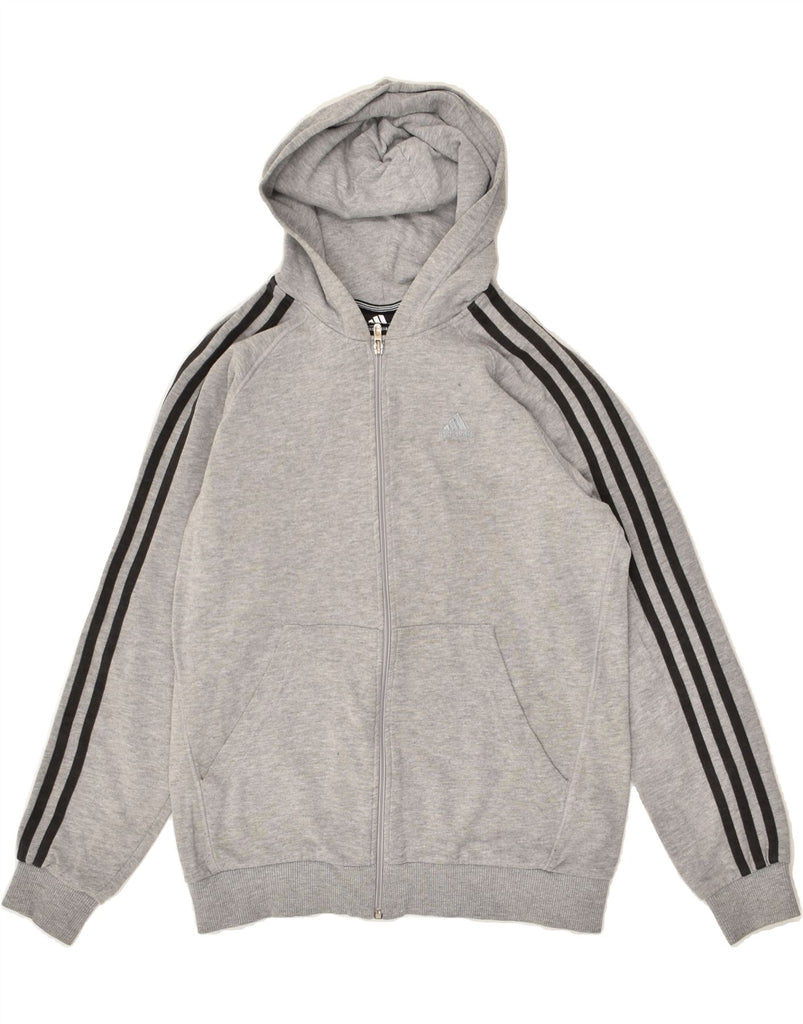 ADIDAS Boys Zip Hoodie Sweater 13-14 Years Grey Cotton | Vintage Adidas | Thrift | Second-Hand Adidas | Used Clothing | Messina Hembry 