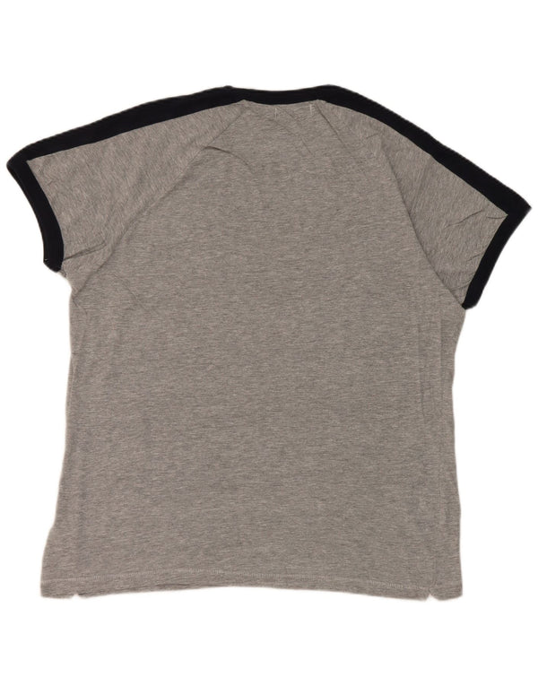 French Connection Mens Short Sleeve T-Shirt Top XL Grey Colourblock Cotton